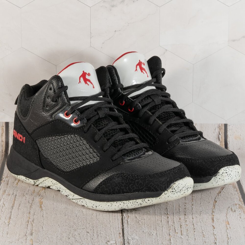 AND1 Men's Shoes Athletic Capital 2.0 Black White Ankle Support Lace Size 10.5